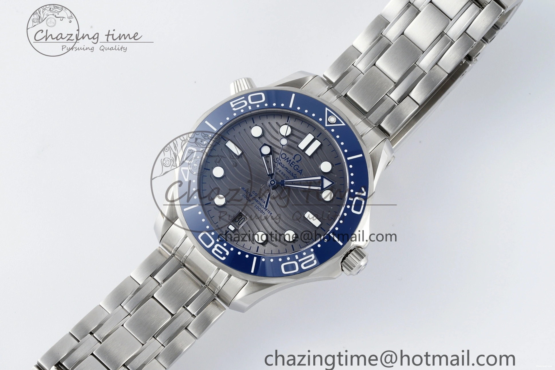 0310 Affordable Seamaster Diver 300M ZF 1:1 Best Edition Blue Ceramic Gray Dial on SS Bracelet A 7734